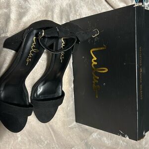 Brand new size 8.5 Lulu’s black strappy open toe-heels